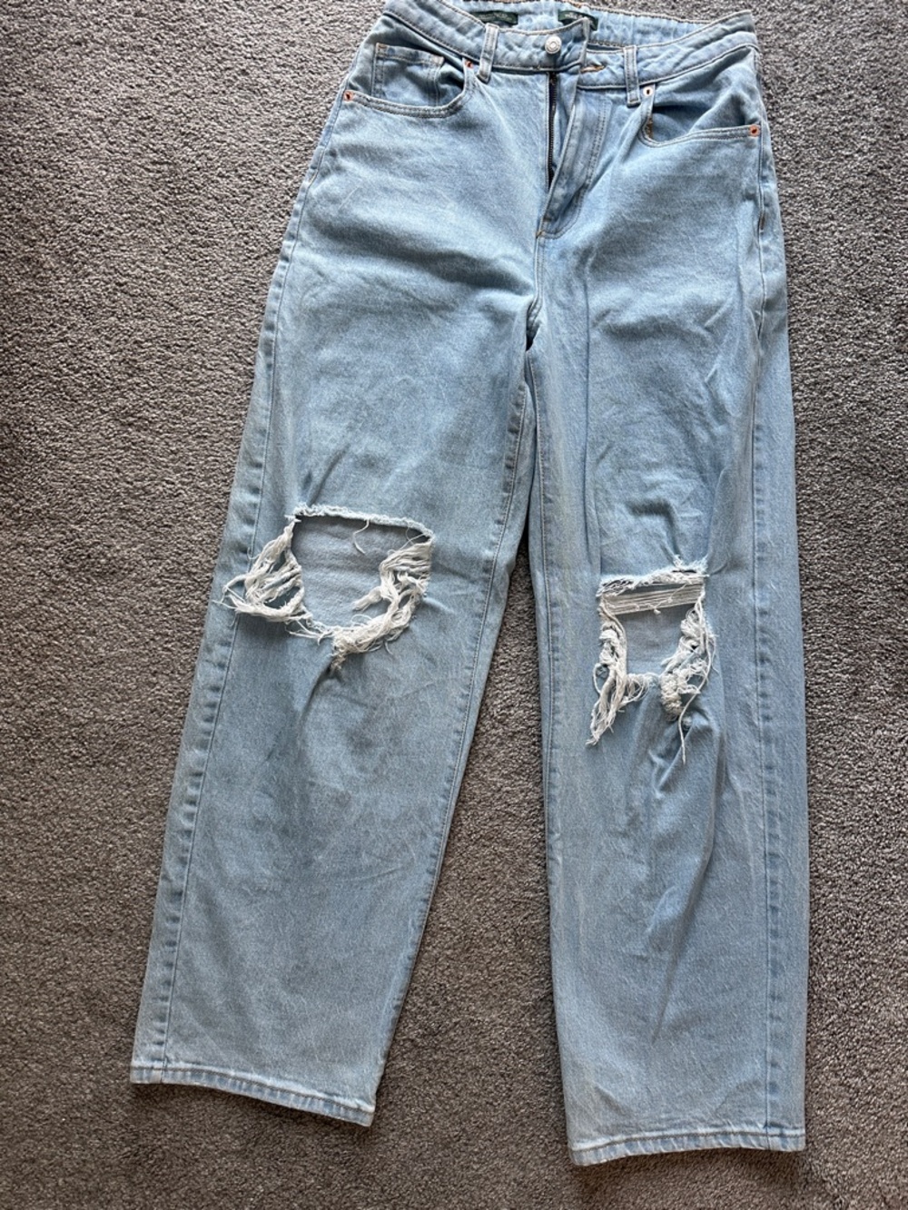 Light Blue Women's Distressed High Rise Baggy Jeans